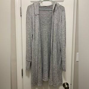 Gray Hooded Cardigan